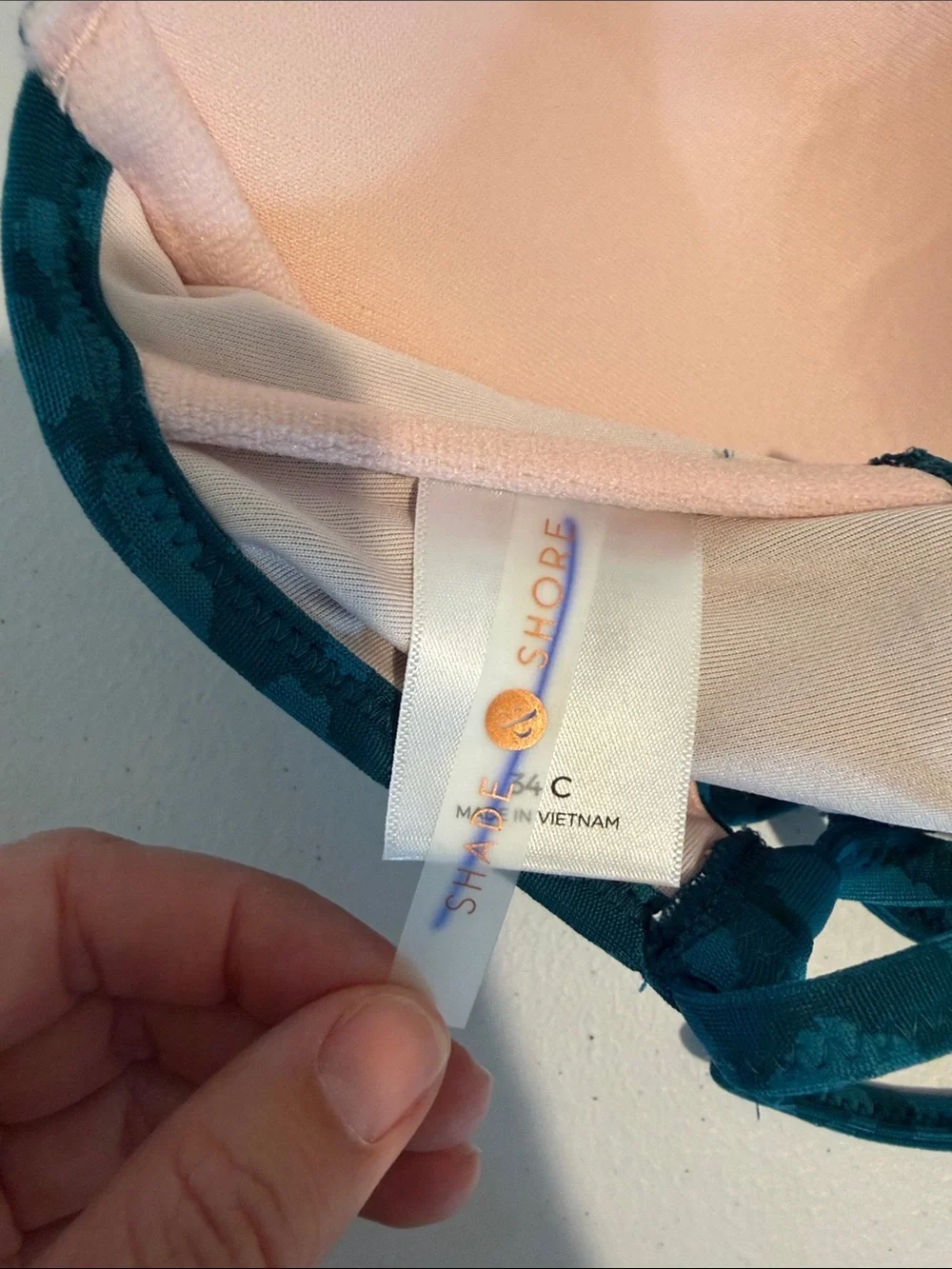 SHADE & SHORE Teal Leopard Print Bikini Top size 34C